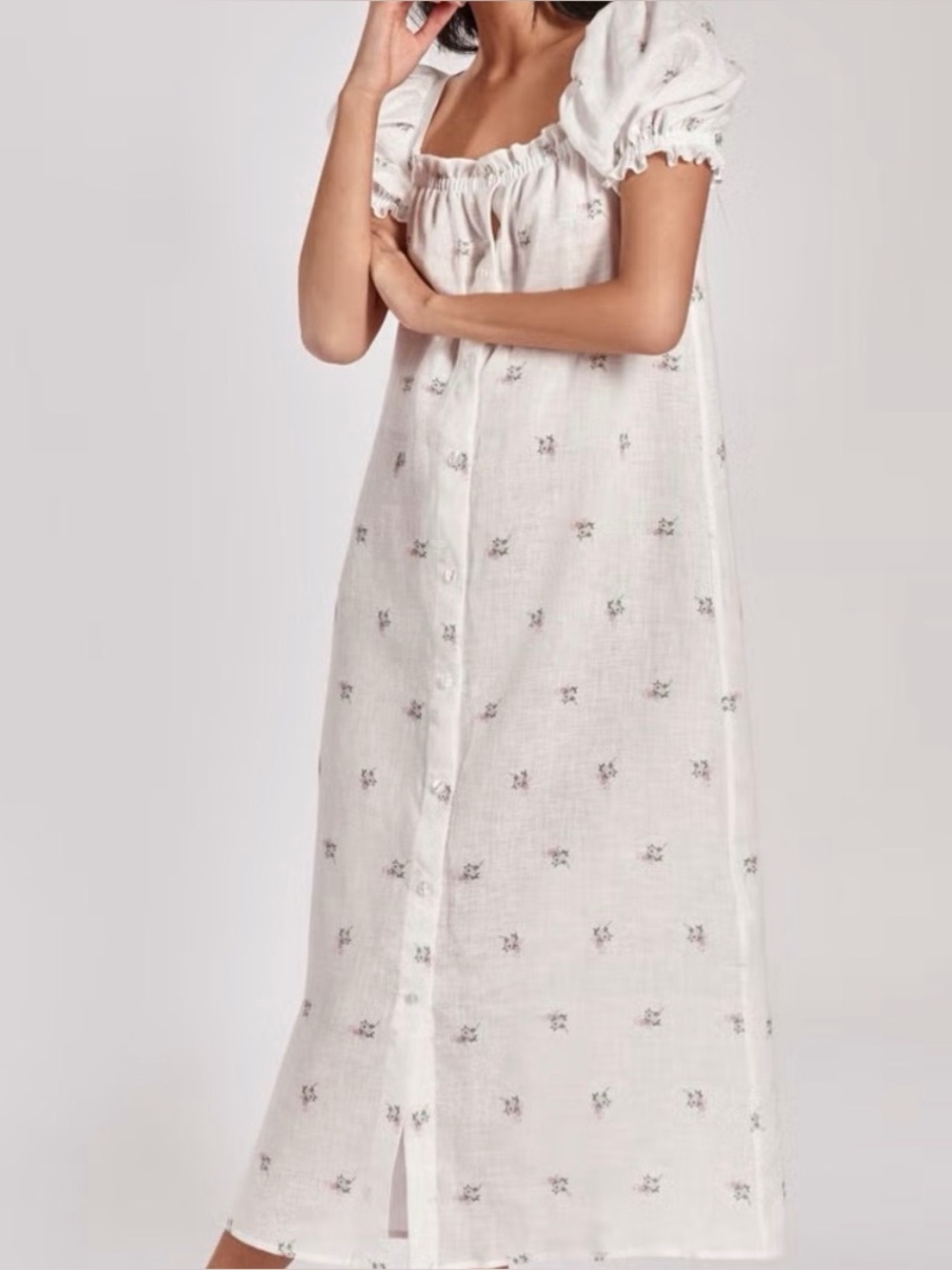Sleeper Brigitte midi  Dress with Subtle Floral Motif